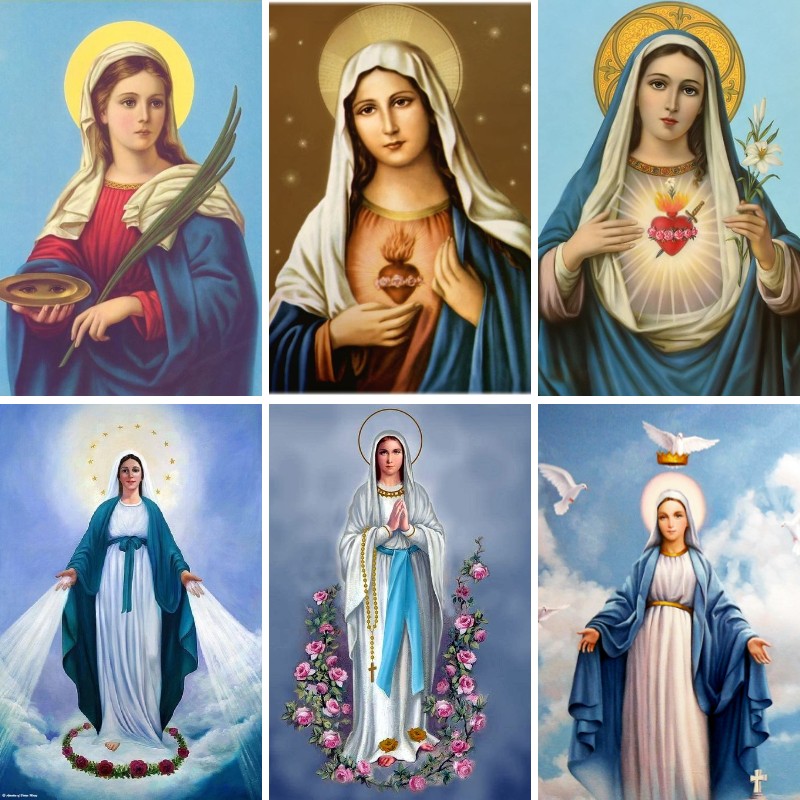 Resin Art Mary - Malarstwo diamentowe Mary w modlitwie, mozaikowy