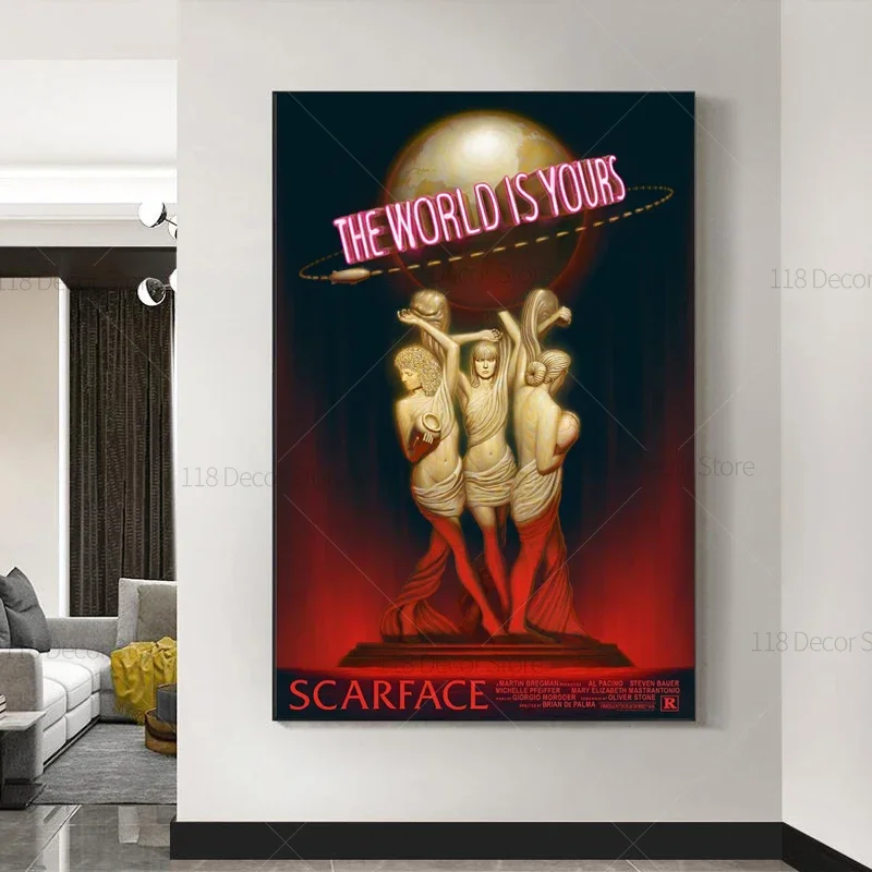 Resin Art On Canvas - Świat jest Twojego Scarface Retro Trippy