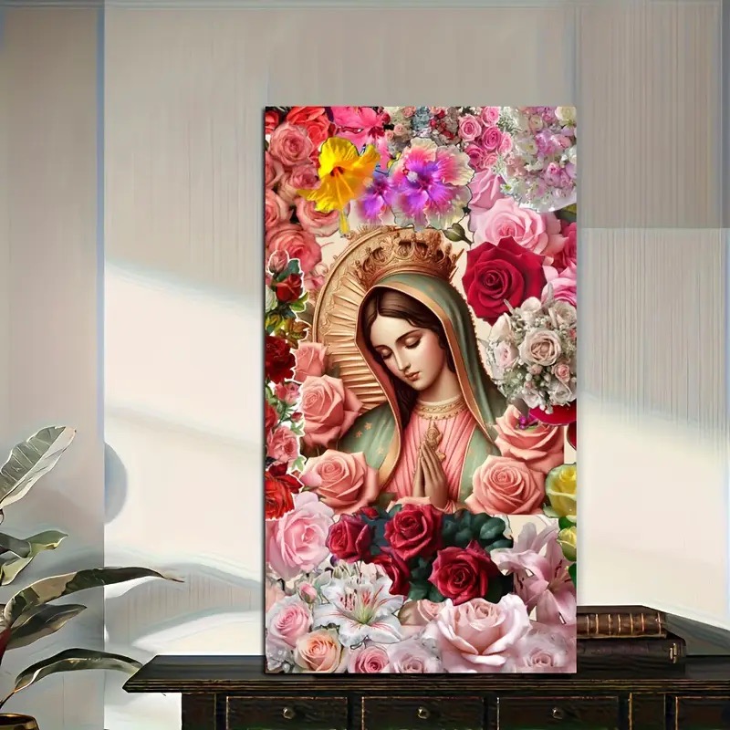 Resin Art Mary - Czerwona Róża Dziewica Maryja Kwiat Diament